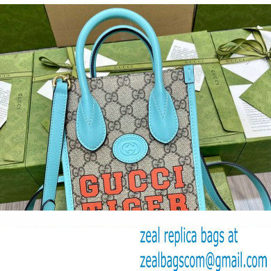 Gucci Tiger GG Mini Tote Bag 671623 Blue 2022