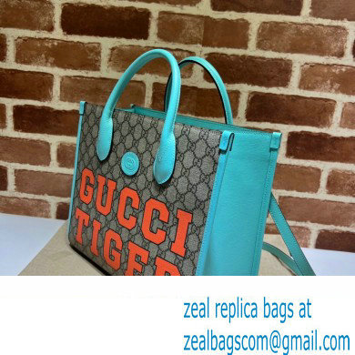 Gucci Tiger GG Small Tote Bag 659983 Blue 2022