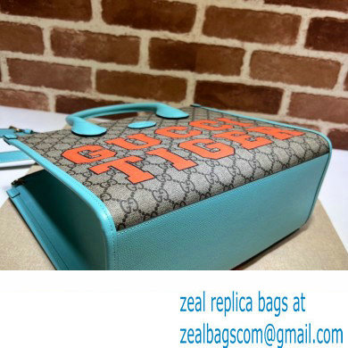 Gucci Tiger GG Small Tote Bag 659983 Blue 2022