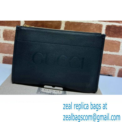 Gucci Zip Pouch Bag with Gucci Logo 681200 Black 2022 - Click Image to Close