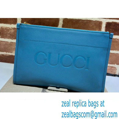 Gucci Zip Pouch Bag with Gucci Logo 681200 Blue 2022
