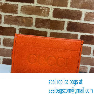 Gucci Zip Pouch Bag with Gucci Logo 681200 Orange 2022