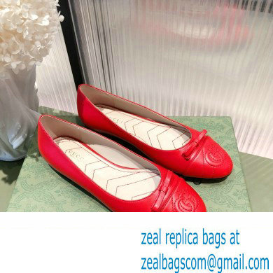 Gucci ballet flats with Double G 680878 Red 2022