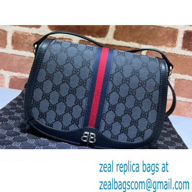 Gucci x Balenciaga The Hacker Project Medium Shoulder Bag 680121 GG Canvas Black 2022 - Click Image to Close