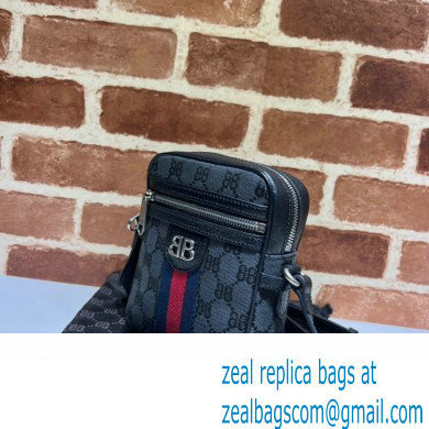 Gucci x Balenciaga The Hacker Project Shoulder Zip Bag 680129 GG Canvas Black 2022