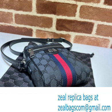 Gucci x Balenciaga The Hacker Project Shoulder Zip Bag 680129 GG Canvas Black 2022