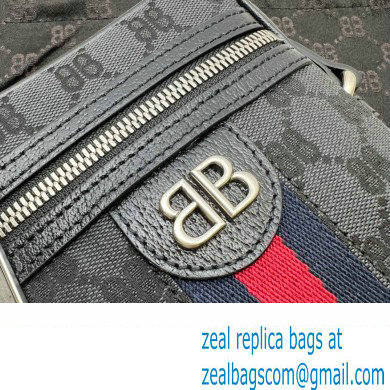 Gucci x Balenciaga The Hacker Project Shoulder Zip Bag 680129 GG Canvas Black 2022