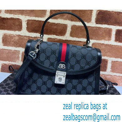 Gucci x Balenciaga The Hacker Project Small Handbag 680119 GG Canvas Black 2022