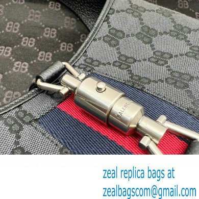 Gucci x Balenciaga The Hacker Project Small Hobo Bag 680118 GG Canvas Black 2022