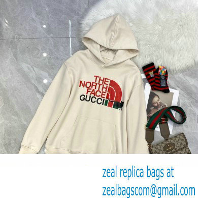 GuccixNorth Face hooded sweatshirt white 2022