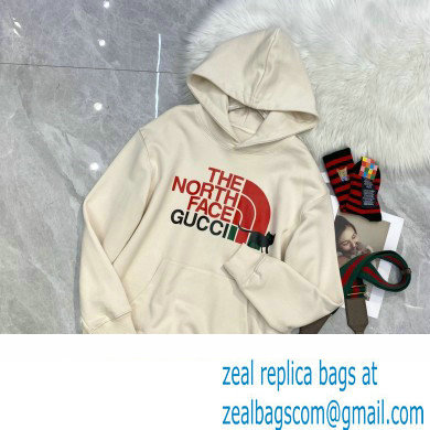 GuccixNorth Face hooded sweatshirt white 2022