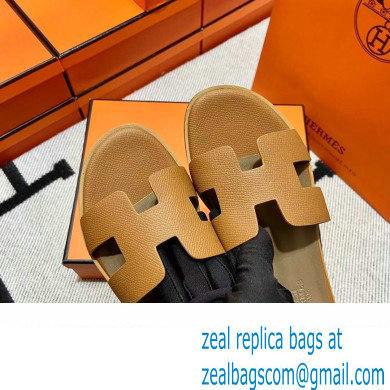 Hermes Epsom Calfskin Santorini Sandals Handmade Brown