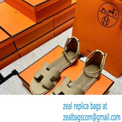 Hermes Epsom Calfskin Santorini Sandals Handmade Camel