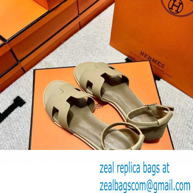 Hermes Epsom Calfskin Santorini Sandals Handmade Camel