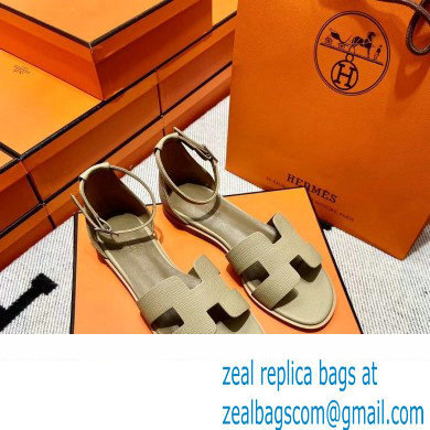 Hermes Epsom Calfskin Santorini Sandals Handmade Camel