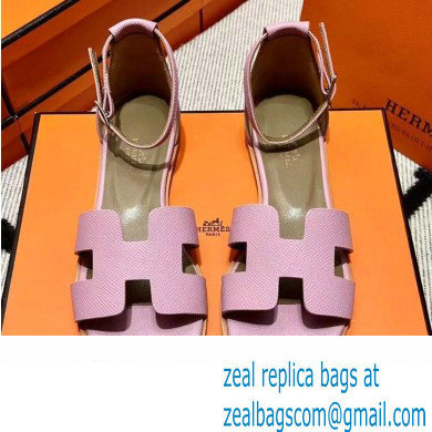 Hermes Epsom Calfskin Santorini Sandals Handmade Pink