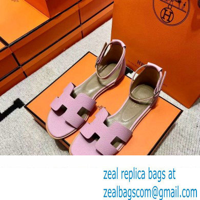Hermes Epsom Calfskin Santorini Sandals Handmade Pink
