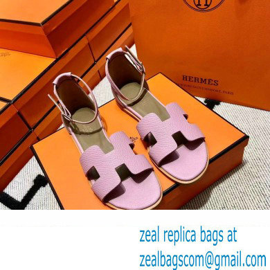 Hermes Epsom Calfskin Santorini Sandals Handmade Pink