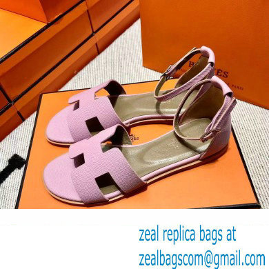 Hermes Epsom Calfskin Santorini Sandals Handmade Pink