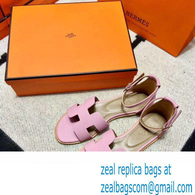 Hermes Epsom Calfskin Santorini Sandals Handmade Pink