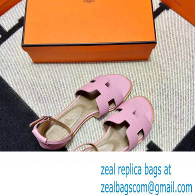 Hermes Epsom Calfskin Santorini Sandals Handmade Pink
