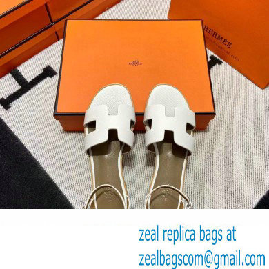 Hermes Epsom Calfskin Santorini Sandals Handmade White