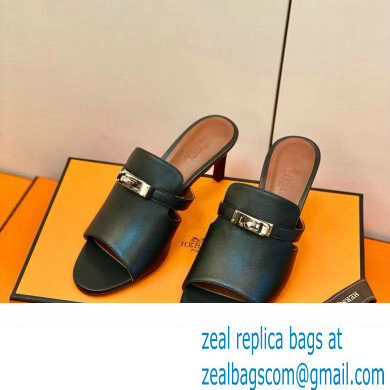 Hermes Kelly Buckle Cute Sandals Black