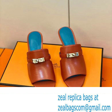 Hermes Kelly Buckle Cute Sandals Rouge Clay