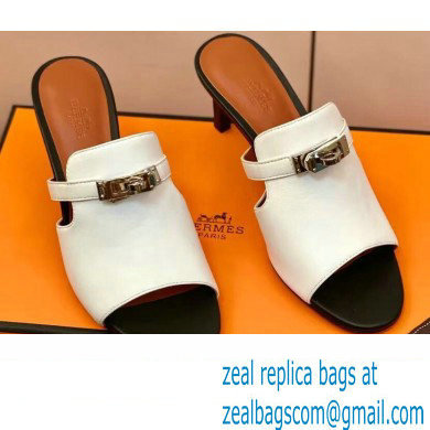 Hermes Kelly Buckle Cute Sandals White - Click Image to Close