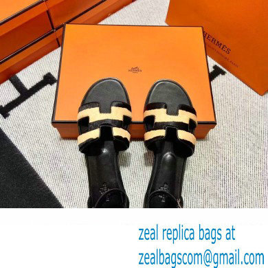 Hermes Moire Calfskin Santorini Sandals Handmade