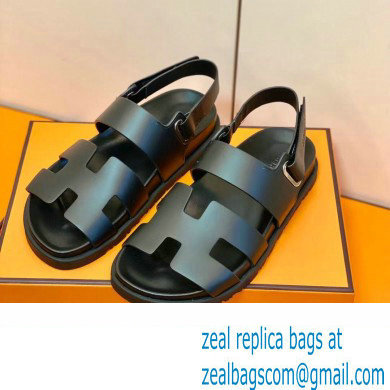 Hermes Original Calfskin Takara Sandals Black