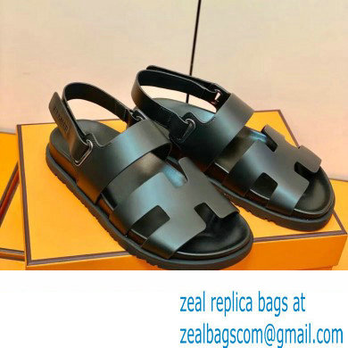 Hermes Original Calfskin Takara Sandals Black