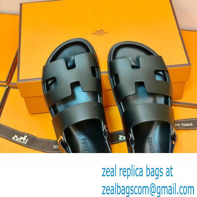 Hermes Original Calfskin Takara Sandals Black