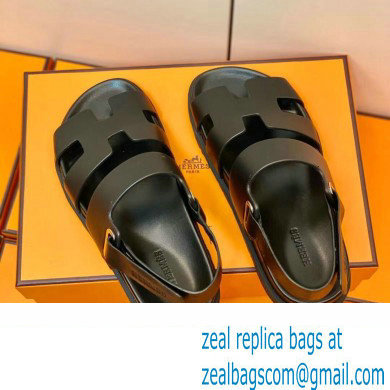 Hermes Original Calfskin Takara Sandals Black