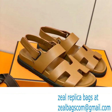 Hermes Original Calfskin Takara Sandals Brown