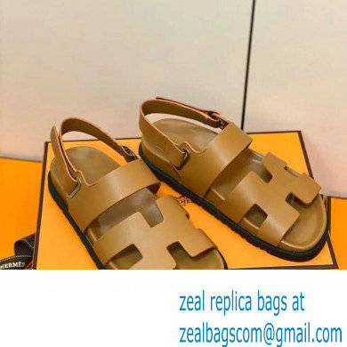 Hermes Original Calfskin Takara Sandals Brown