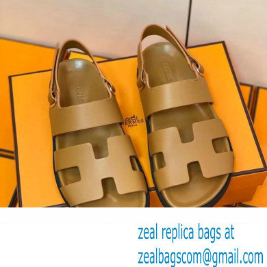 Hermes Original Calfskin Takara Sandals Brown