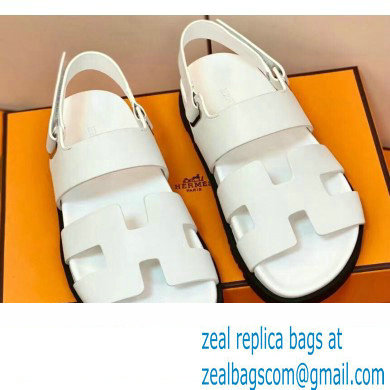 Hermes Original Calfskin Takara Sandals White