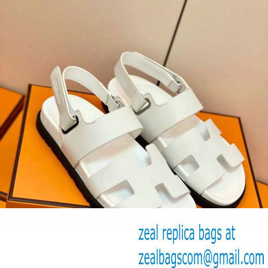 Hermes Original Calfskin Takara Sandals White - Click Image to Close