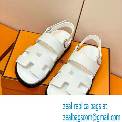 Hermes Original Calfskin Takara Sandals White