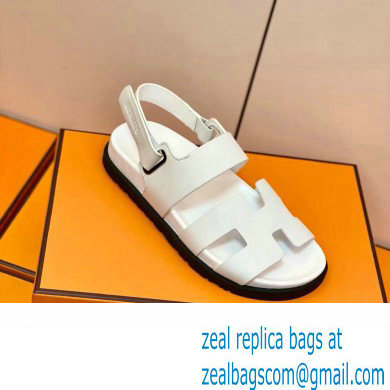 Hermes Original Calfskin Takara Sandals White