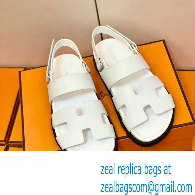 Hermes Original Calfskin Takara Sandals White