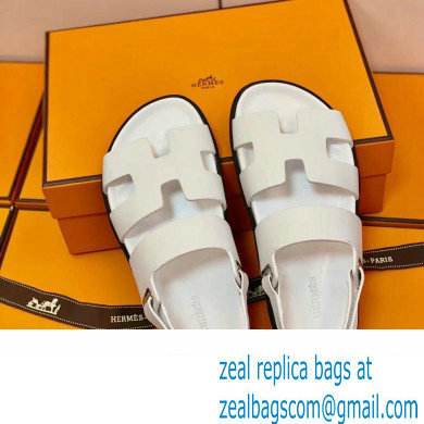 Hermes Original Calfskin Takara Sandals White - Click Image to Close