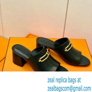 Hermes Roulis Buckle Camilla Mules Black