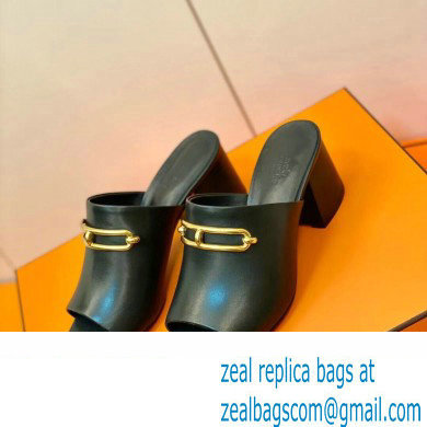 Hermes Roulis Buckle Camilla Mules Black