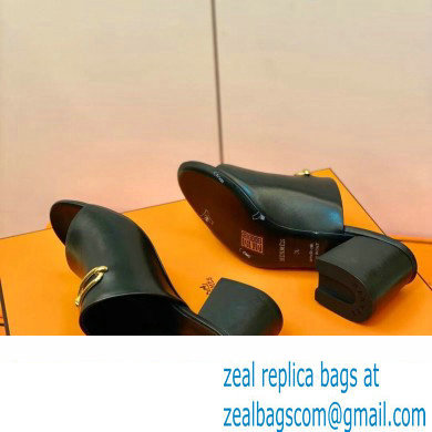 Hermes Roulis Buckle Camilla Mules Black