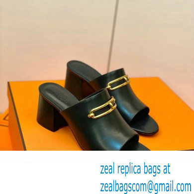 Hermes Roulis Buckle Camilla Mules Black