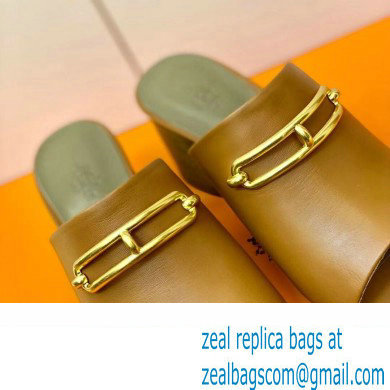 Hermes Roulis Buckle Camilla Mules Brown