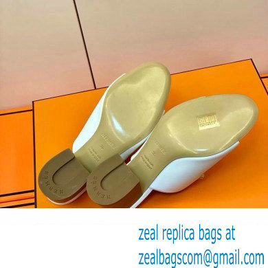 Hermes Roulis Buckle Camilla Mules White