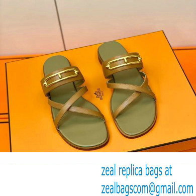 Hermes Roulis Buckle Claire Sandals Brown